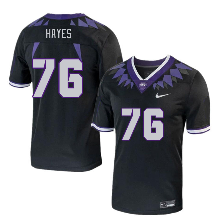 Men #76 Garrett Hayes TCU Horned Frogs 2023 College Footbal Jerseys Stitched-Black